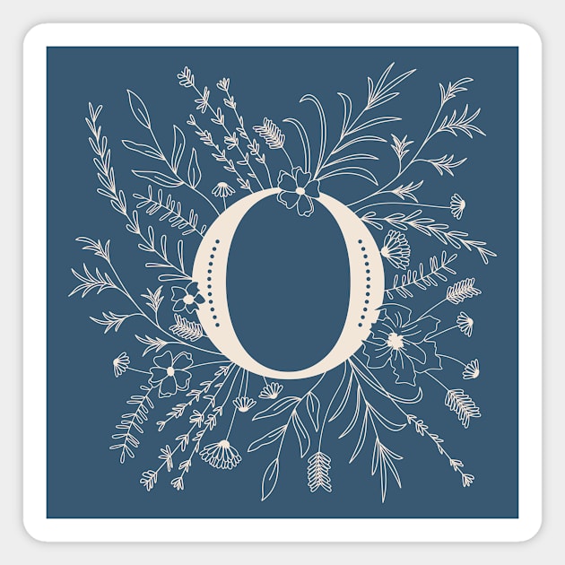 Botanical Letter O (Lake Blue) Magnet by Cascade Patterns